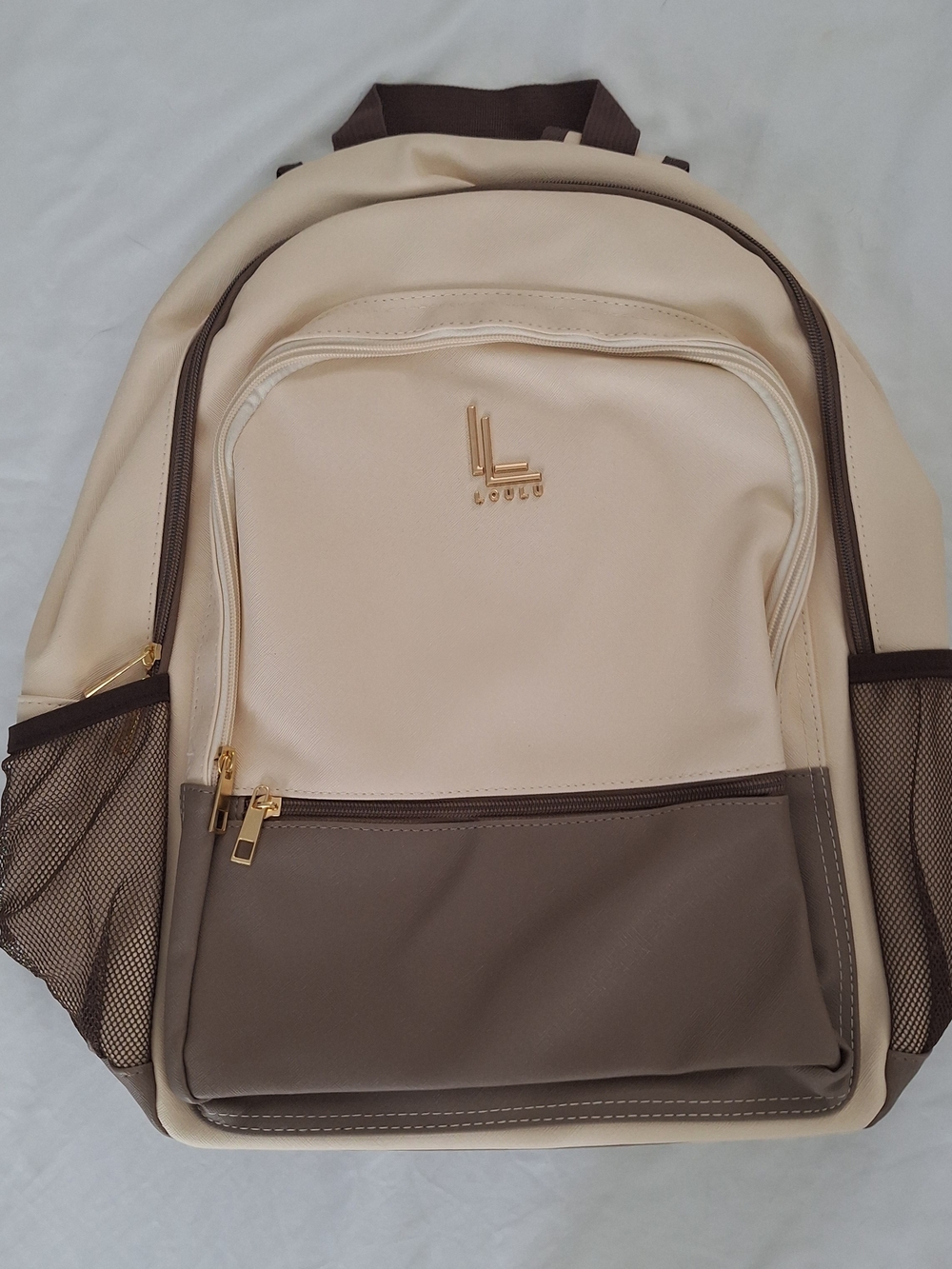 Loulu Cream and Brown Two-Tone  Backpack New In Bag